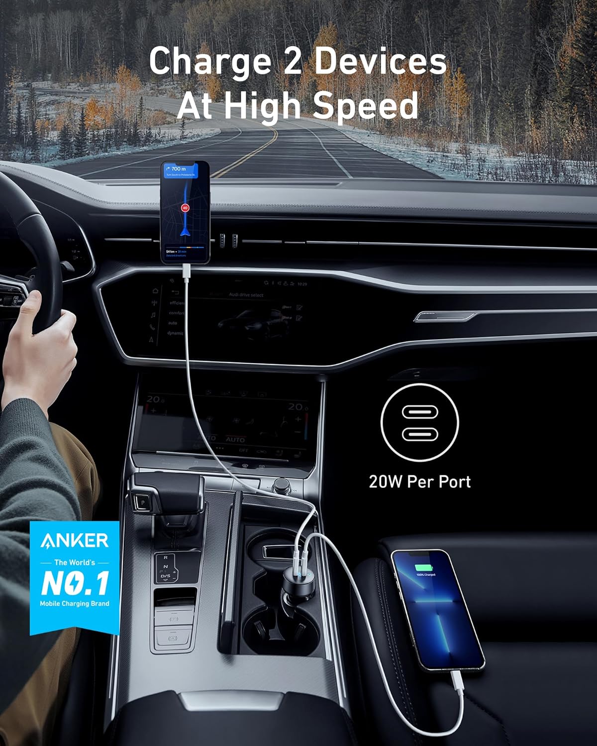 Type 2 Charger - Anker USB C Car Charger 40W